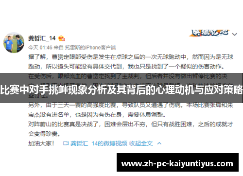 比赛中对手挑衅现象分析及其背后的心理动机与应对策略